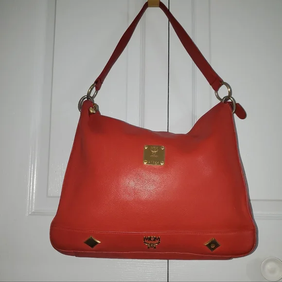 MCM AUTH. HOBO Rare(Germany) GENUINE LEATHER SHOULDER BAG